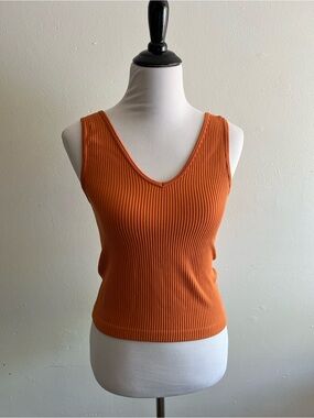 Gypsy and Jade Women's Ribbed V-Neck Tank Top in Burnt Orange